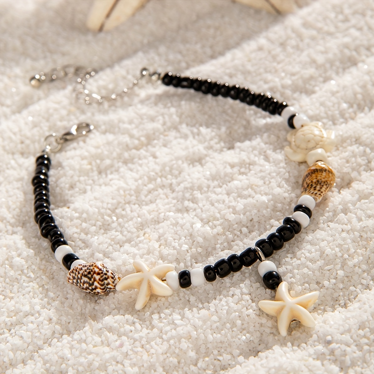 Bohemian Ocean Style Resin Starfish and Turtle Anklet